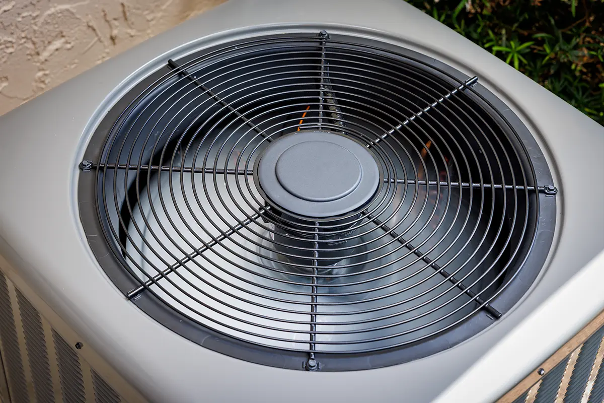 View of the top of an HVAC system up close.